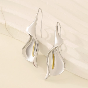 Elegant calla lily stud earrings in silver and gold, artistic floral design for women