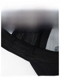 Detail view of the wide moisture-wicking sweatband inside a black baseball cap