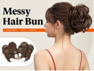 Extension chignon ébouriffé avec peigne réglable pour un volume de cheveux naturels bruns