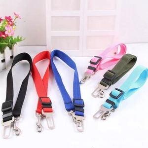 Adjustable nylon pet car seat belts in six colors with metal safety buckles for dogs
