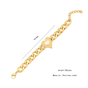 Detail showing stainless steel heart bracelet size 16+4cm and 29g weight specifications
