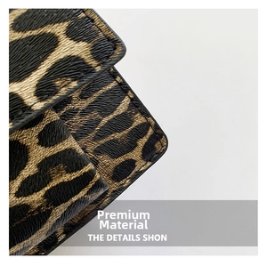 Detail of leopard print crossbody bag with high-quality Saffiano textured PU leather