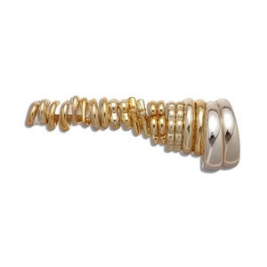 Mixed gold and silver spiral stud earrings with elegant geometric minimalist design