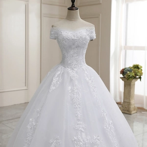 Off The Shoulder Wedding Dress Lace Embroidery Sequins Ball Gown French Palace Style Elegant Bridal Gown For Women