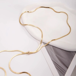 Stainless Steel Long Tassel Lariat Necklace For Women Adjustable Snake Chain Minimalist Y Shaped Jewelry