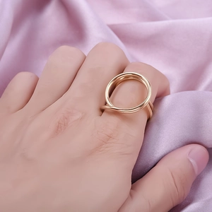Anello geometrico a doppia fascia in acciaio inossidabile 304 oro su seta