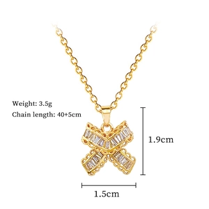 Detailed specs of butterfly bow necklace with dimensions 1.9x1.5cm and 3.5g weight
