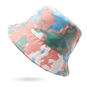 Unisex colorful tie-dye bucket hat with durable cotton fabric and camouflage pattern