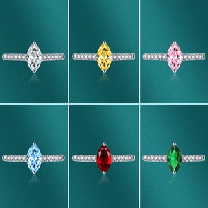 Marquise Cut Gemstone Ring Cupronickel With Zirconia Sparkling Open Adjustable Jewelry For Women Fashion