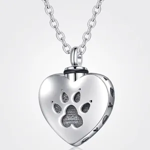 Herz Feuerbestattung Urne Halskette Edelstahl Gedenkanhänger Für Pet Asche Mit Pfotenabdruck Always In My Heart Schmuck