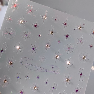 5D Embossed Nail Art Stickers Holographic Laser Star Moon Decals With Faux Rhinestone Adhesive DIY Manicure Accessory
