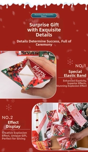 Détails des boîtes de Noël DIY avec mécanisme élastique et effet d'explosion festif