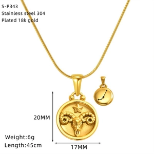 Aries Sternzeichen-Halskette aus 18K vergoldetem Edelstahl mit geprägtem Anhänger