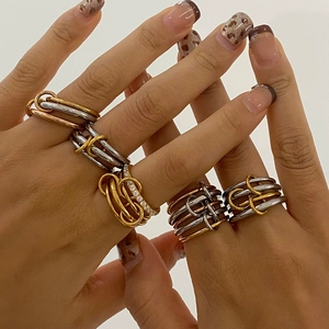 Stackable stainless steel rings set in gold, silver and rose gold finishes for women