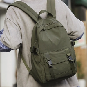 Mochila de negocios Oxford impermeable verde militar con gran capacidad y hebilla
