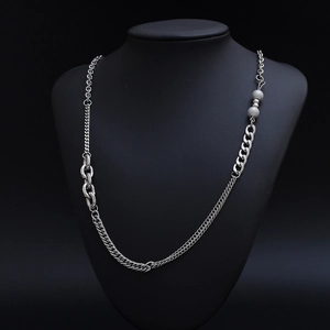 Minimalist titanium steel double layer necklace with reflective pearls for men and women