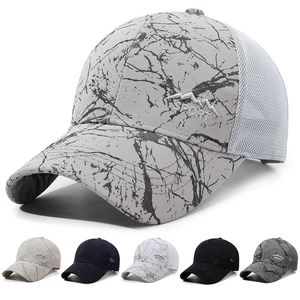 Marble Pattern Mesh Baseball Cap Breathable Sun Protection Outdoor Sports Trucker Hat Adjustable Embroidery Snapback