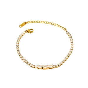 Bracciale tennis regolabile in acciaio inossidabile placcato oro 18K con zirconi cubici