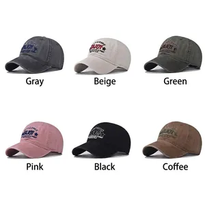 Assortiment katoenen baseballpetten met ENJOY-borduurwerk in zes diverse kleuren