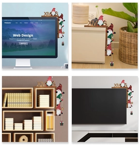Christmas wooden XMAS gnome door frame corner decor for home monitors and shelves