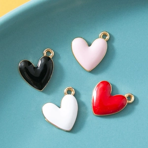 3D Heart Pendants Alloy Enamel Peach Heart Charms For DIY Jewelry Making Necklace Bracelet Earrings Cartoon Accessories