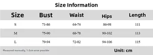 Detailed size chart showing bust, waist and hip measurements for lace halter jumpsuit
