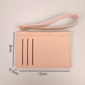Dettagli del portacarte rosa ultra sottile lungo 12cm con cinturino da polso laterale