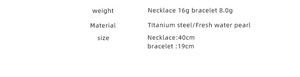 Technical specifications for titanium steel and freshwater pearl necklace bracelet set
