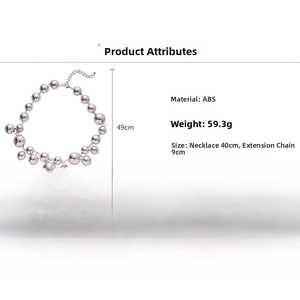 Detailed view of silver ABS bead necklace with 40cm chain and 9cm extension