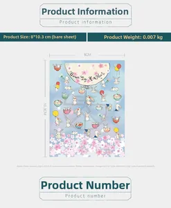 Detailed size and weight specs for 5D rabbit nail art stickers measuring 8x10.3cm