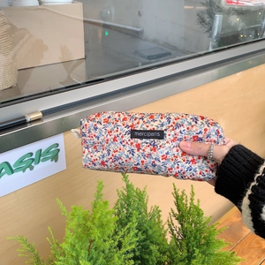 Floral corduroy pencil case and cosmetic bag with merciparis label for students