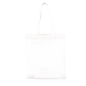 Minimalist white canvas tote bag with dual handles shown in a clean flat lay perspective