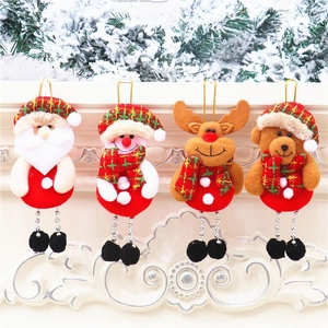 Ornamenti Appesi In Peluche Di Natale Babbo Natale Pupazzo Di Neve Renna Orso Ciondoli Con Gambe Lunghe Di Perline Decorazione
