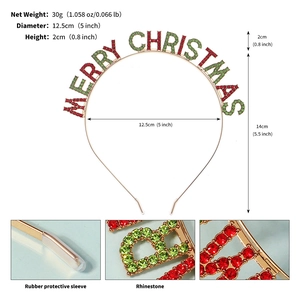 Détails de l'inscription Merry Christmas en strass rouge et vert avec embouts de protection