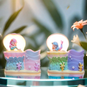 Mermaid seashell night light and pen holder ornaments for home bedroom decor