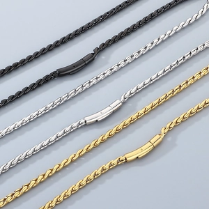 Minimalist 18k gold-plated stainless steel woven keel chain necklaces in black silver gold