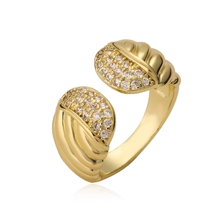 Minimalist 18K gold plated geometric open ring with sparkling white zircon stones