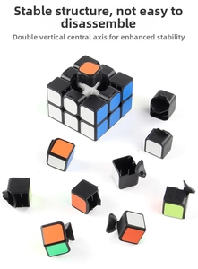 Internal structure of the 3x3 speed cube showing double vertical central axis for stability