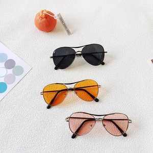 Classic metal aviator sunglasses for kids in black, orange and pink lenses with UV protection