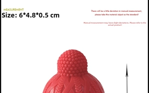 Detailed view of red silicone wine stopper featuring a knitted wool texture and 6x4.8cm size