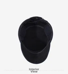 Close-up of the warm inner lining and adjustable strap of the men's winter flat cap