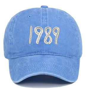 Retro washed cotton baseball cap in blue featuring white 1989 embroidery on the front