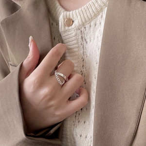 Minimalist 925 sterling silver chain drop ring for women with double layered design