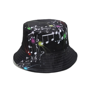 Chapeau Cloche Polyester Imprimé Notes De Musique Protection Solaire Festival Été Mode Unisexe