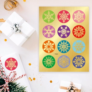 Lot de stickers de Noël avec flocons en feuille d'or pour cadeaux et scellage festif
