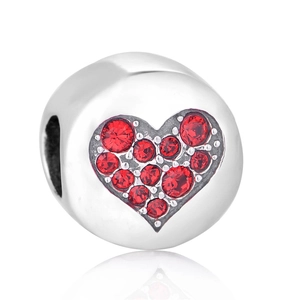 Abalorios de Corazón de Plata de Ley 925 para Pulsera Hope Balance Success Letra Cuenta Diamante de Imitación Rojo Azul Joyería