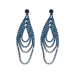 Boucles d'oreilles pendantes avec aiguille en argent et zircons bleus en gouttes d'eau