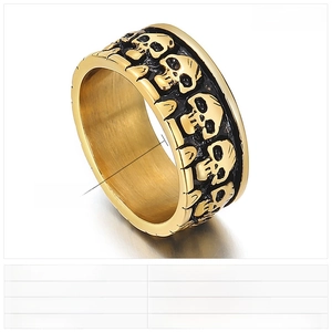 Detailed view of 10mm punk skull ring showing stainless steel casting and oil finish