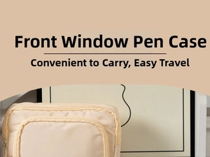 Detail view of large capacity pencil case with front window and multi-layer storage