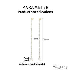 Spécifications des boucles d'oreilles à pampilles dorées avec perles en acier inoxydable